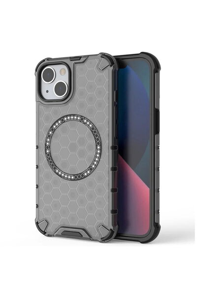 Techsuit Husa transparenta pentru iPhone 14 - HoneyComb Shield MagSafe - Black