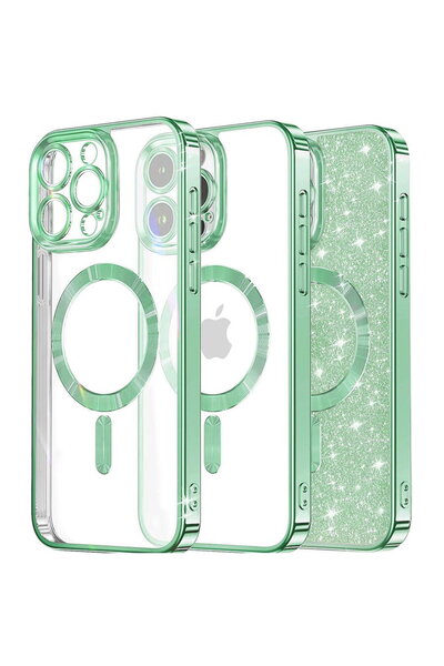 Techsuit Husă pentru iPhone 13 Pro - Luxury Glitter MagSafe - Verde deschis
