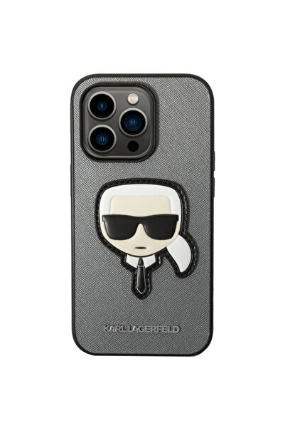 Karl Lagerfeld Husa Capac Spate Saffiano Karl's Head Argintiu APPLE iPhone 14...