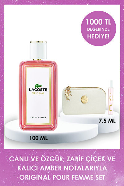 Lacoste Original Femme 100 ml Kadın Parfüm + 7,5 ml Seyahat Boy Parfüm & Cüzd...