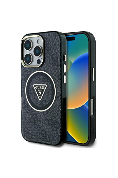 Guess Husa pentru iPhone 16 Pro - IML Metal Glitter 4G Circle Triangle MagSaf...