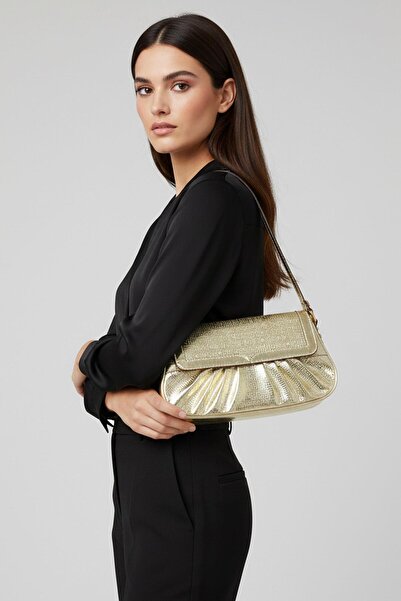 Deriderim Gold Milano Stylish Genuine Leather Shoulder Handbag