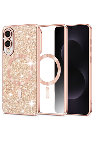 Techsuit Case for Samsung Galaxy S25 Edge - Luxury Glitter MagSafe - Rose Gold
