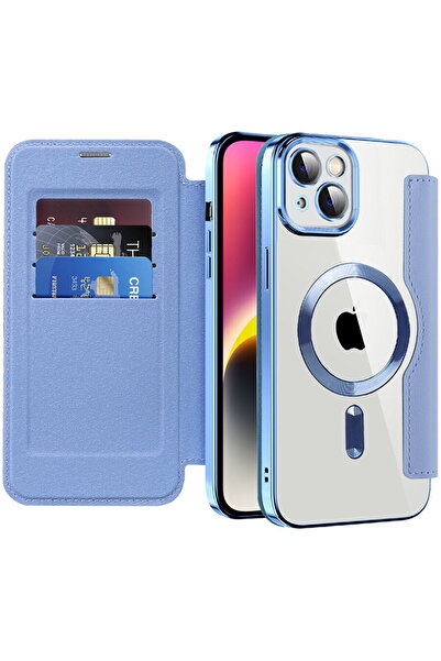 Techsuit Husa pentru iPhone 14 Plus - SmartMag Book Case - Light Blue