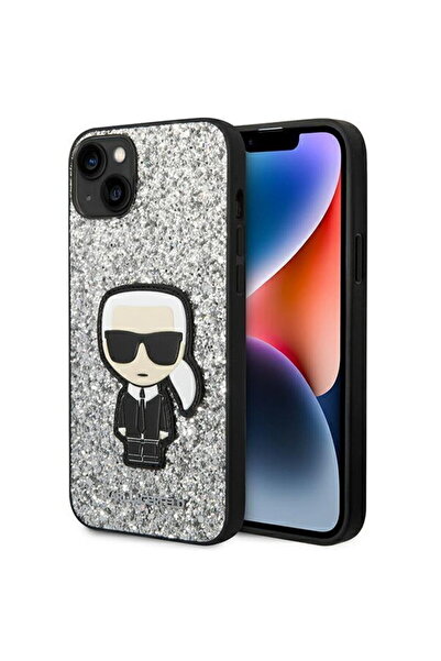 Karl Lagerfeld Husă rigidă KLHCP14SGFKPG pentru iPhone 14 6.1" argintie / ful...
