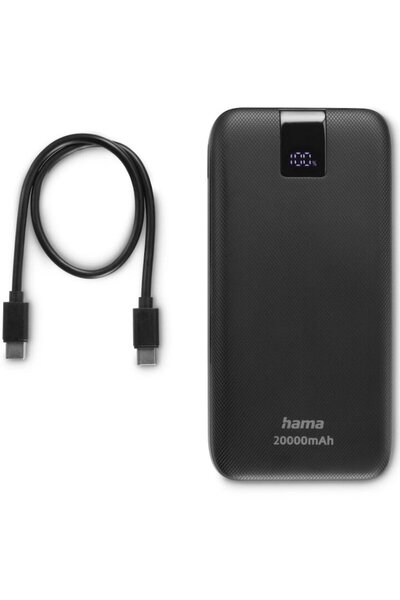Hama "PD 20" Power Pack 20000 mAh Outputs: 2x USB-C USB-A Fast Charging Negru