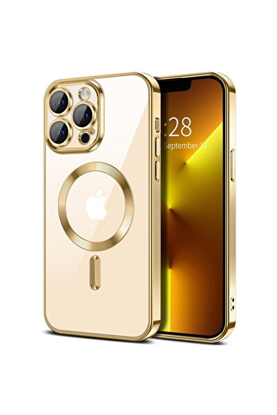 Techsuit Husa pentru iPhone 13 Pro Max - Luxury Crystal MagSafe - Gold