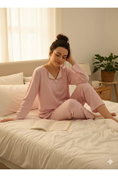 PEMBİŞ HOMEWEAR Set de pijamale Puon Pink cu panglici
