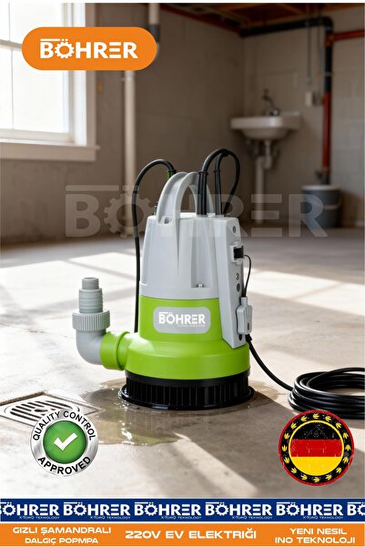 BÖHRER 400W GİZLİ ŞAMANDRALI 5M EMME PLASTİL DALGIÇ SU TAHLİYE DRENAJ POMPASI