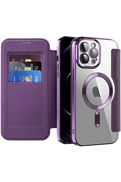 Techsuit iPhone 12 Pro Case - SmartMag Book Case - Purple
