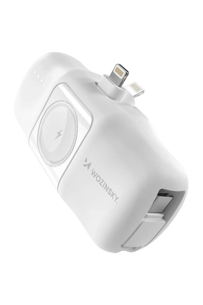 WOZINSKY WF16-YLS 5000mAh 15W cu cablu USB-C si incarcator Apple Watch alb