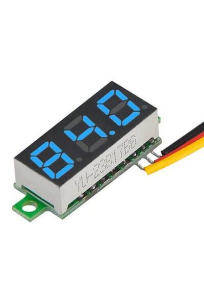 WOZLO 0.28'' Inch Dc 0-100v Mini Digital Voltmetre 3 Kablolu - Mavi Led