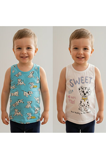 Elmas Boy's Dalmatian Patterned 2-Piece Undershirt Set Elm-A138