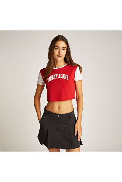 Tommy Hilfiger Tjw Reg Crp Varsity Kadın Kırmızı T-Shirt