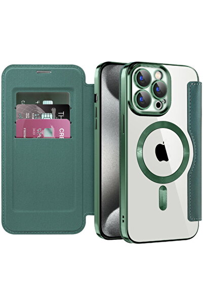 Techsuit Husa pentru iPhone 15 Pro - SmartMag Book Case - Green