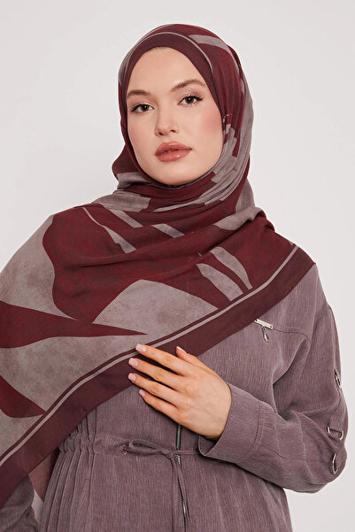 LuvenSara Patterned Silk Shawl - Ruby Burgundy