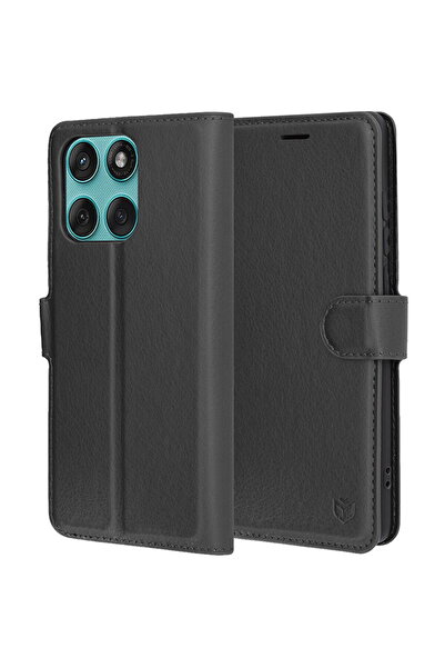 Techsuit Husa pentru Motorola Edge 60 / Edge 60 Fusion - Leather Folio - Black