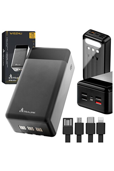 Extralink EPB-124, 30000mAh, 5V-12V, 22.5W, 3 cabluri integrate, Încărcare ra...