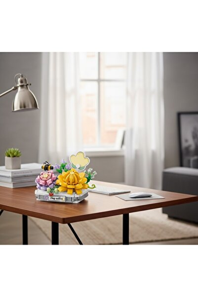 Loz 390 Parça Çiçek Bahçesi Yapım Seti - Lego Uyumlu Dekoratif Çiçek Buketi Y...