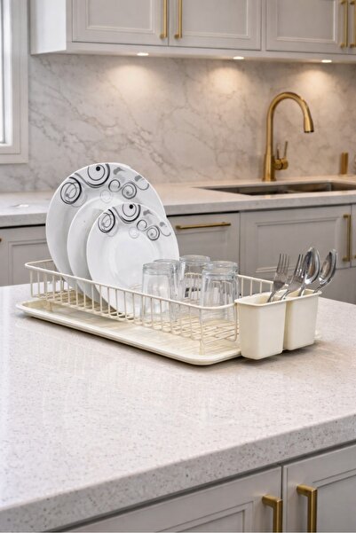 Wirewel Tepsili Kaşıklıklı Krem Tek Katlı Bulaşıklık, Paslanmaz Metal Tezgah ...