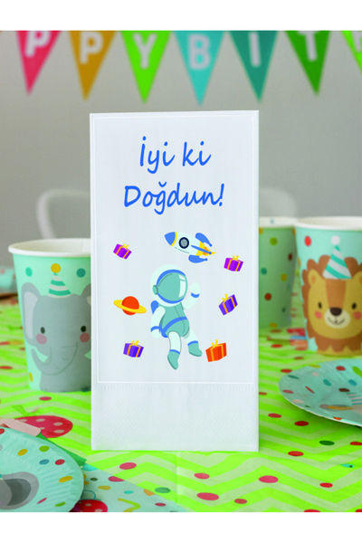 Baskı Adresi Matbaa & Promosyon مناديل خدمة عيد ميلاد الأطفال مع عبارة Happy ...