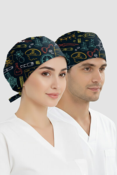 ÇİZGİ MEDİKAL Hazine Avı Desenli Bone (Cotton Likra Kumaş)