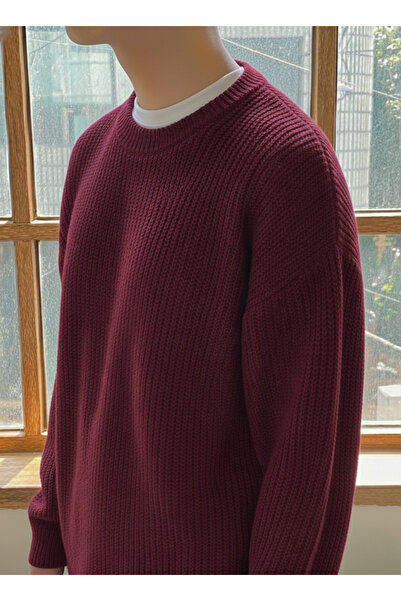 BUWOM Men's Plain Btk Knitted Oversized Knitwear Sweater