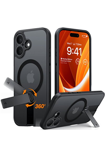 TORRAS Husa pentru iPhone 16 - Pstand Spin MagSafe - Black
