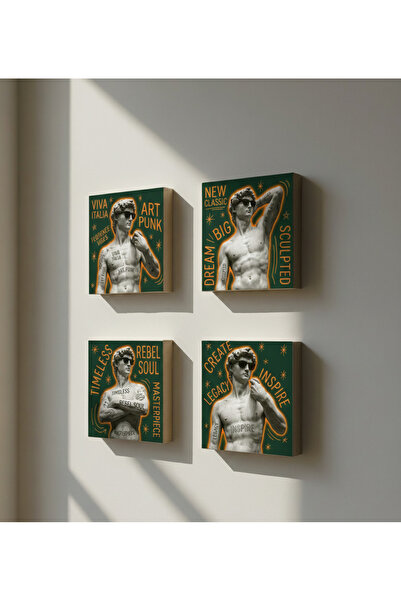 Etniky Taş Tablo Davut Heykeli Temalı Karikatür