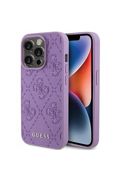 Guess iPhone 15 Pro Max 6.7 " mov deschis carcasă rigidă din piele 4G ștanțat