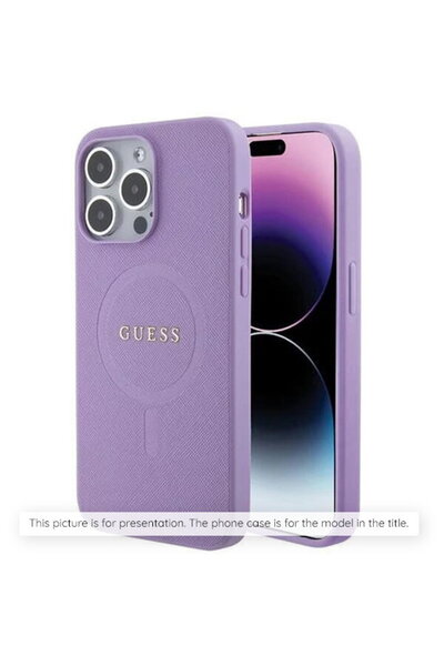 Guess iPhone 16 Case - Saffiano MagSafe (GUHMP16SPSAHMCU) - Purple