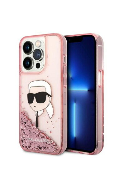 Karl Lagerfeld HusДѓ Glitter Karl Head pentru iPhone 14 Pro, Roz