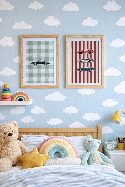 Minia Decoratiune de perete cu margine din lemn pentru camera bebelusului, 2 ...