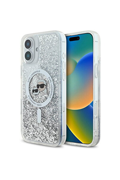 Karl Lagerfeld Case for iPhone 16 - Glitter Liquid MagSafe (KLHMP16SLGKCSGH) ...