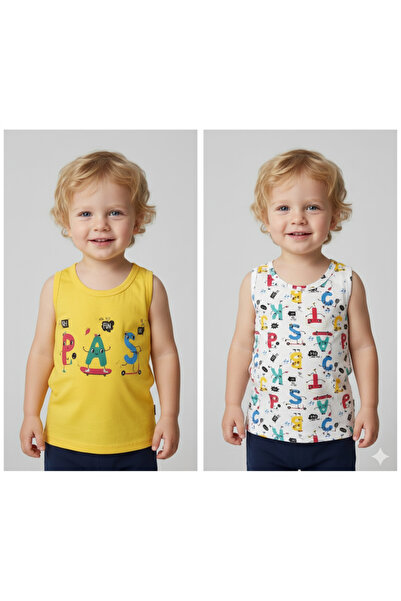 Elmas Boy's letter patterned 2-piece undershirt set elm-a143