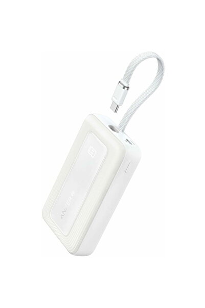 Anker A1688H21 10000 mAh, 30W, 1x USB-C, 1x USB-A, cablu USB-C încorporat Alb