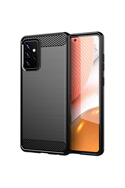 Techsuit Калъф за Samsung Galaxy A72 4G / A72 5G - Карбонов силикон - Черен