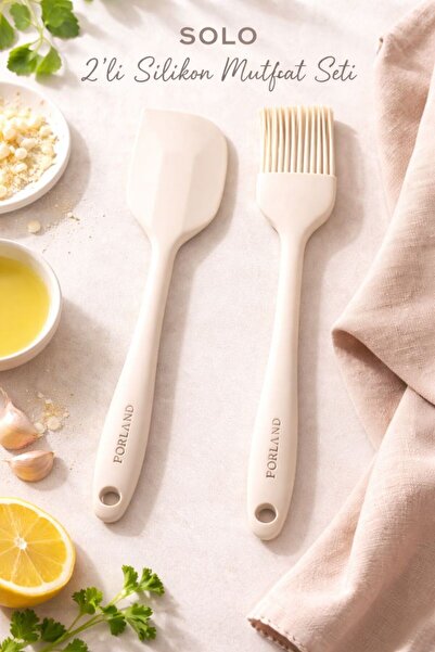 Porland Solo 2-Piece Silicone Spatula & Pastry Brush Set – Cream |   Heat Res...