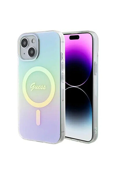 Guess IML Iridescent MagSafe Hard Case for iPhone 15 (6.1") - Turquoise
