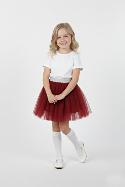 Çocuksan Baby&Kids Wear Бургундска тюлена пола за момичета за 23 април, 29 ок...