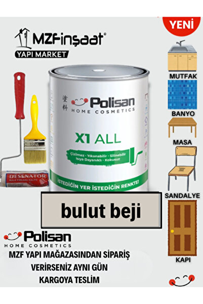 Polisan X1 All Yeni Nesil Dönüşüm Boyası 0.75 lt + 10 cm Mini Rulo + Kestirme...