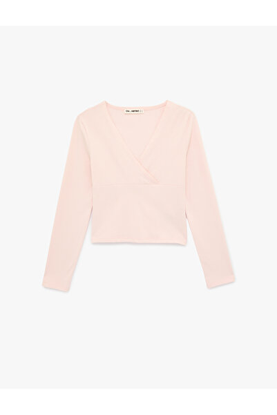 Koton Kruvaze Yaka Pamuklu Slim Fit Uzun Kollu Tişört