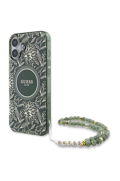 Guess Husa pentru iPhone 16 Plus - IML Flowers Allover Electro With Pearl Str...