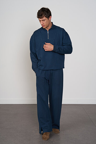 Beyyoglu Yıkamalı Yarım Fermuarlı Hoodie