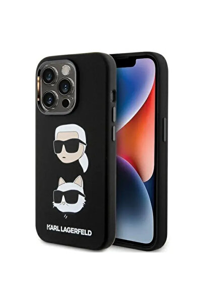 Karl Lagerfeld Carcasă din silicon Karl și Choupette Head pentru iPhone 15 Pr...