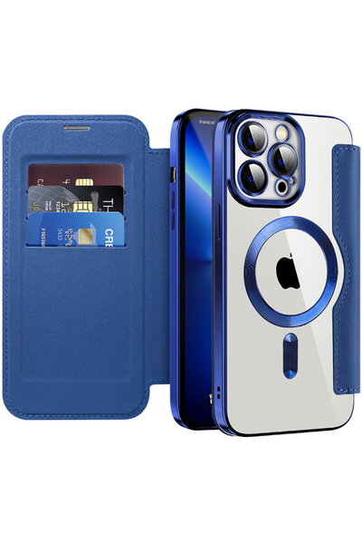 Techsuit Husa pentru iPhone 13 Pro Max - SmartMag Book Case - Blue