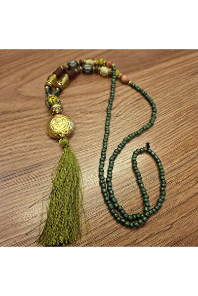 azra takı tasarım قلادة نسائية أصلية مصنوعة يدويًا بألوان خضراء طويلة