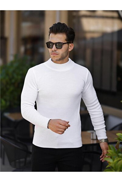 BLUE STREET Men's Slim Fit Half Fisherman Corded Fabric Knitwear Sweater-Trz1...