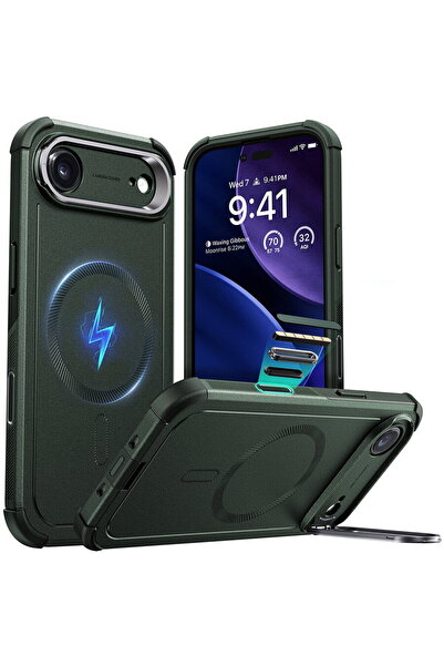 ESR iPhone 17 Air Case - Cyber ​​Armor Kickstand - Green