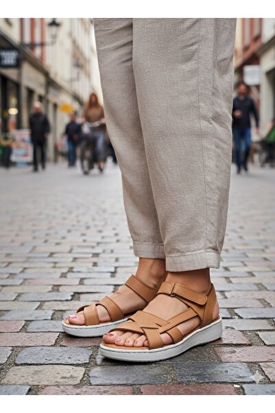 EGE GİYİM VE AYAKKABI Noble 2017 Zenne Brown Leather Sandals